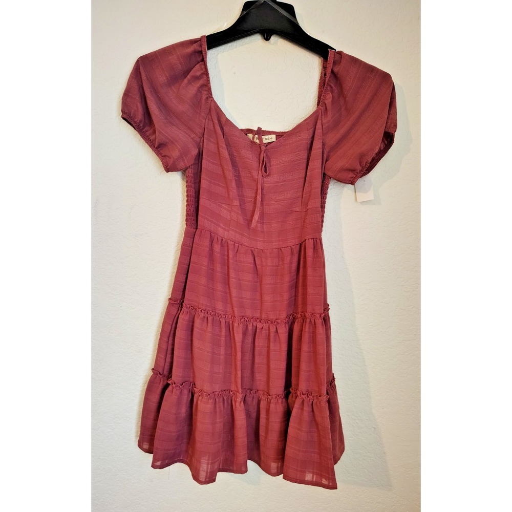 Rewind Dark Red Mauve Smocked Dress Size Small - NWT